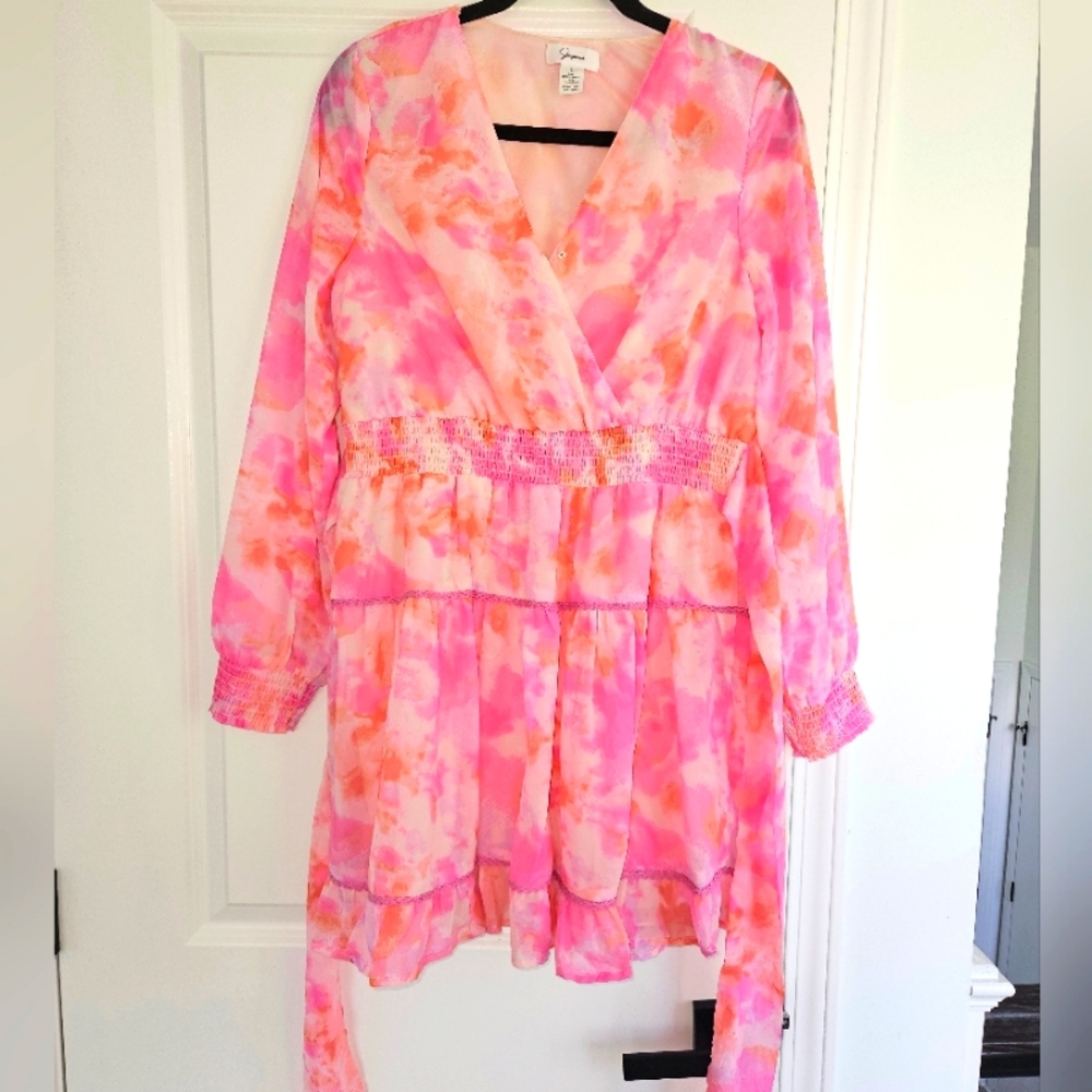 Pink and orange floral dress
